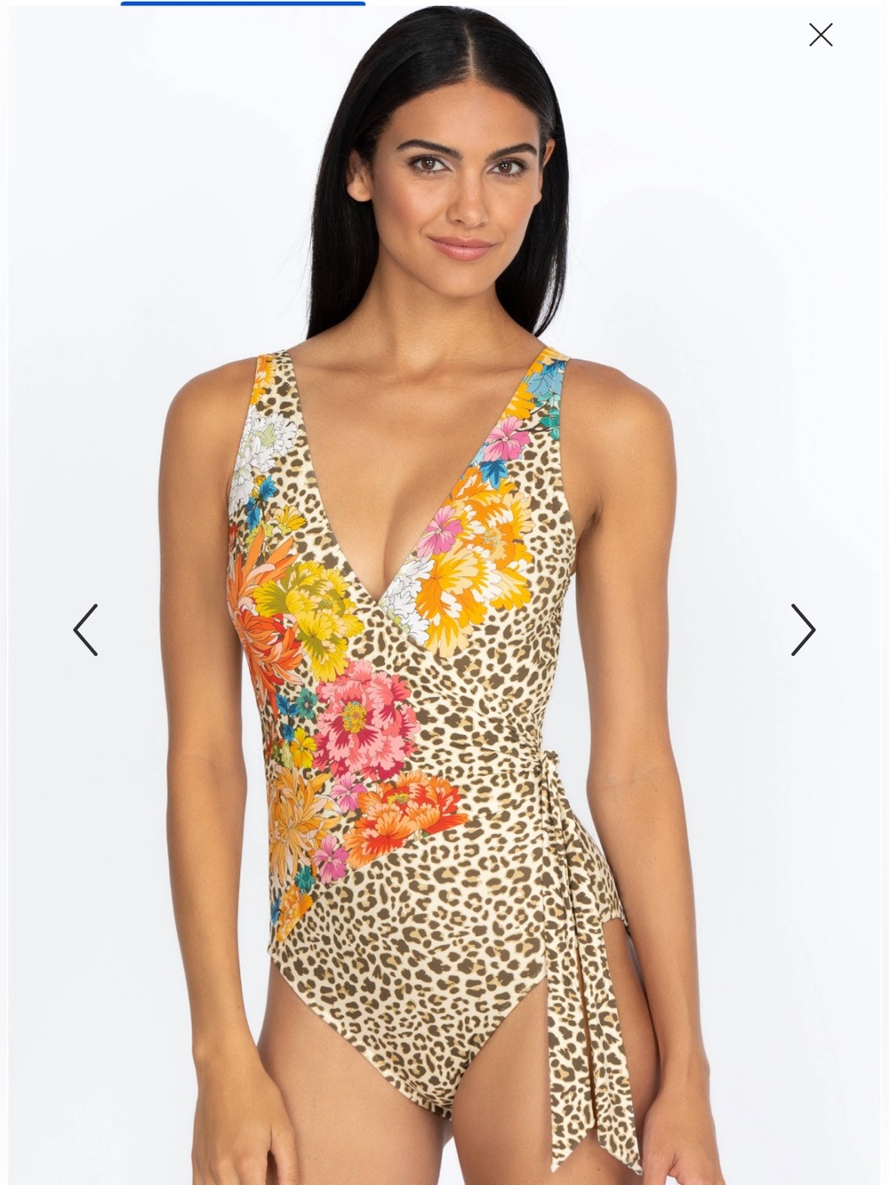 Johnny Was leopard wrap one-piece swimsuit